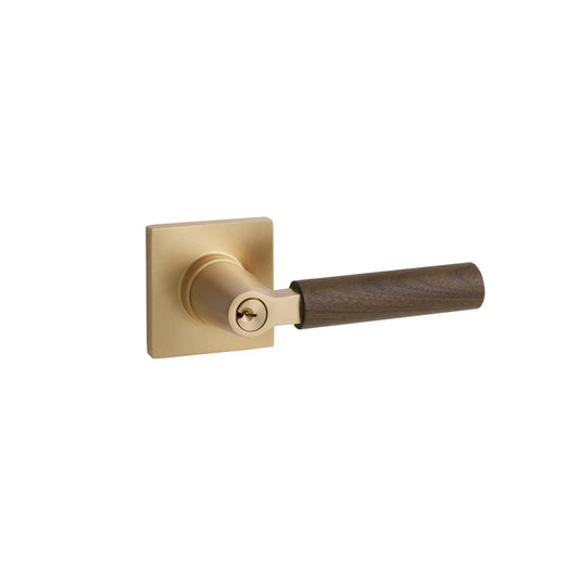 SELECT Key In L-Square Dark Walnut Lever – keyed, polished-chrome