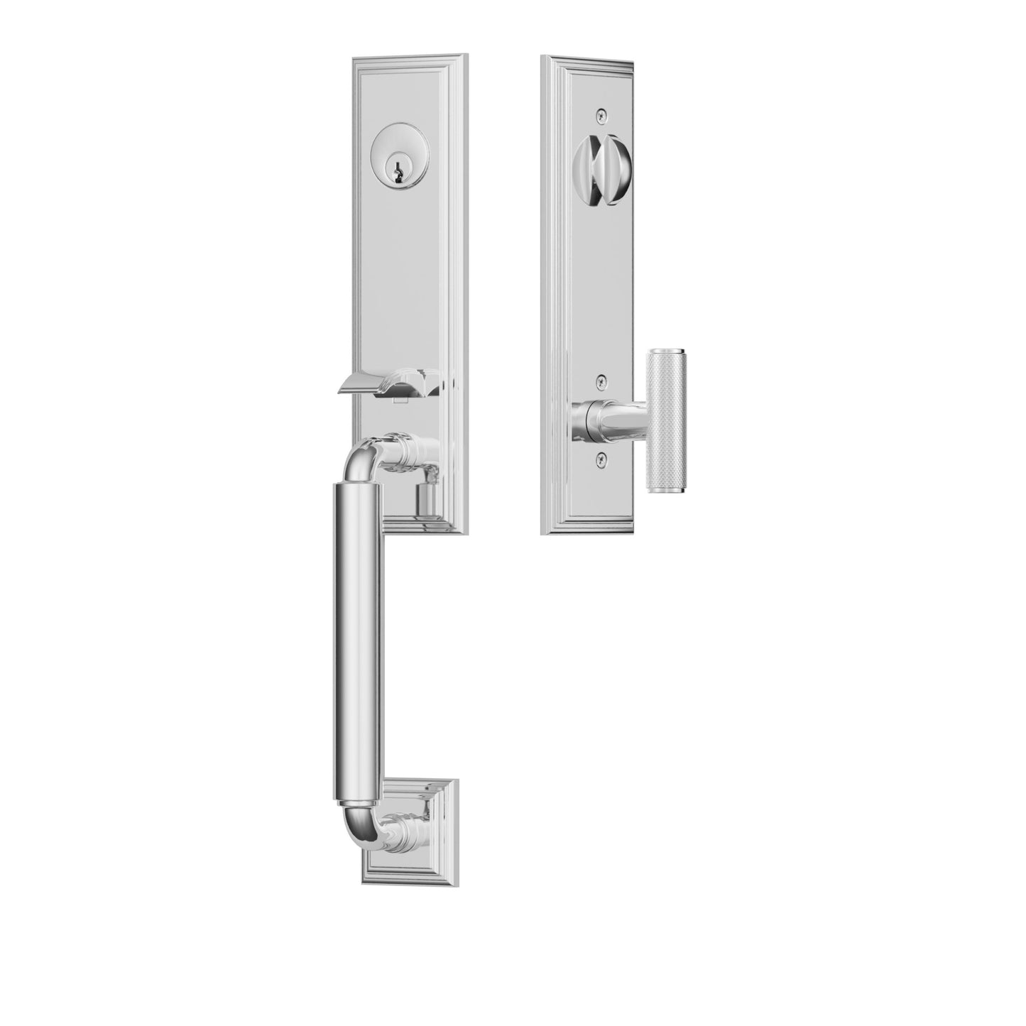 Emtek Manning Monolithic Mortise Entrance Handleset – Polished Chrome