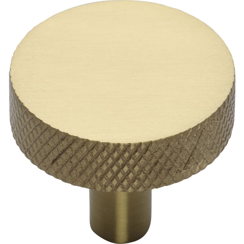 Ashley Norton Knurled Disc Cabinet Knob - 1 1/4" Dia. - Satin Brass