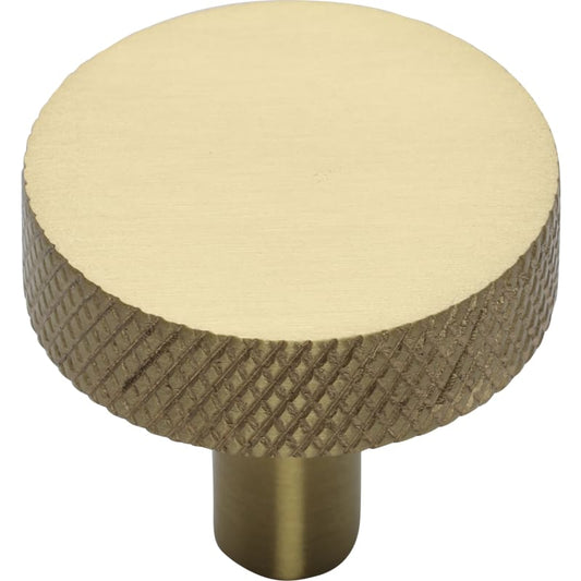 Ashley Norton Knurled Disc Cabinet Knob - 1 1/4" Dia. - Satin Brass