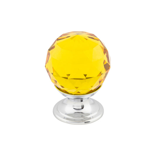 Top Knobs Amber Crystal 1 1/8" Diameter Round Knob - Polished Chrome