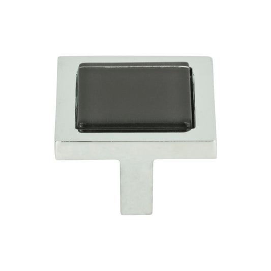 Atlas Spa Square Knob - Black - Brushed Nickel