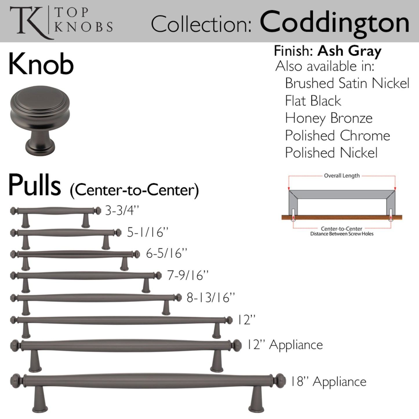 Top Knobs Coddington Length Round Knob