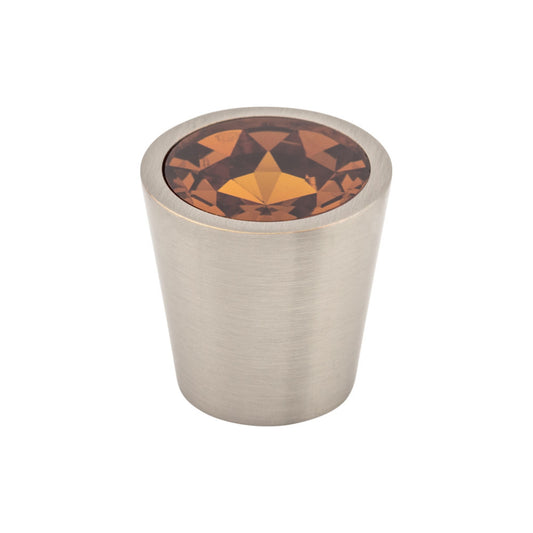 Top Knobs Wine Crystal Center 1 1/16" Diameter Round Knob - Brushed Satin Nickel