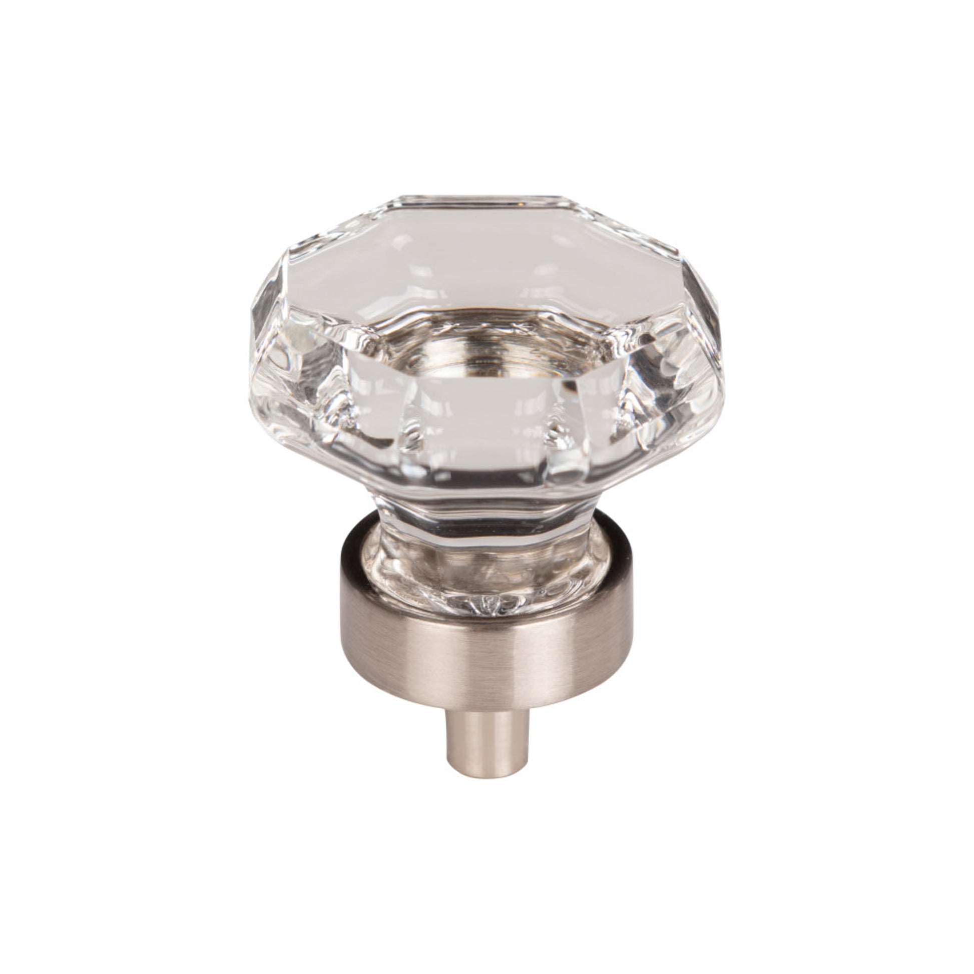 Top Knobs Clear Octagon Crystal Round Knob - Brushed Satin Nickel