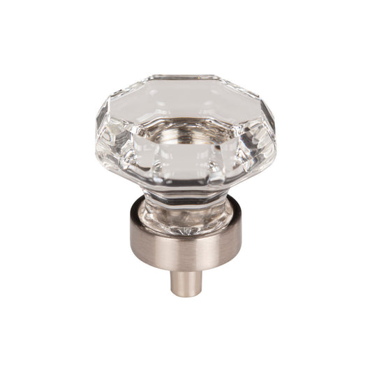 Top Knobs Clear Octagon Crystal Round Knob - Brushed Satin Nickel