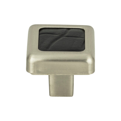 Atlas Paradigm Square Knob - BN & Black Croc Leather