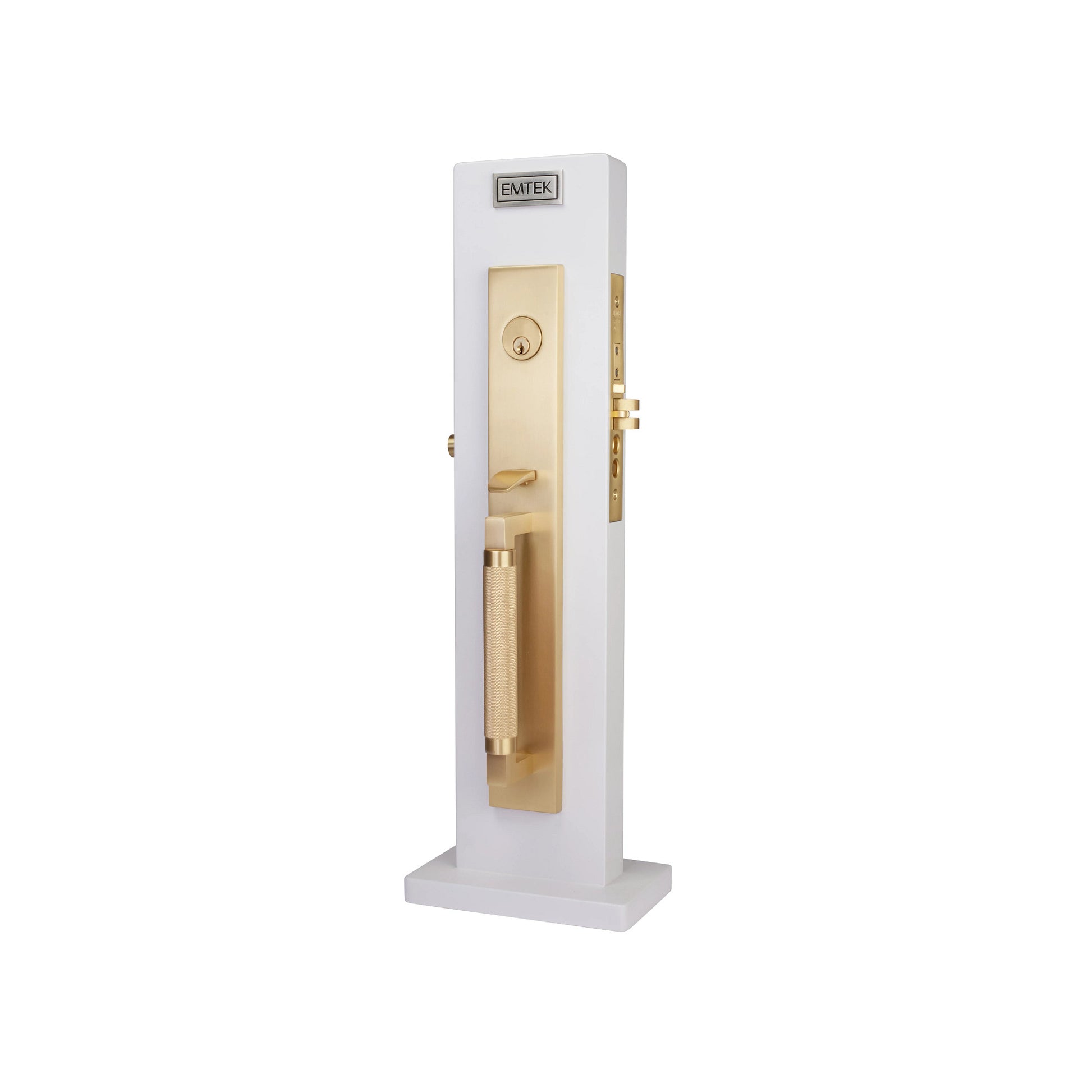 Hercules Knurled Full Length Mortise Entry Set – Satin Brass