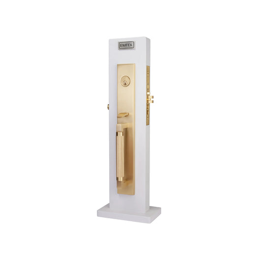Hercules Knurled Full Length Mortise Entry Set – Satin Brass