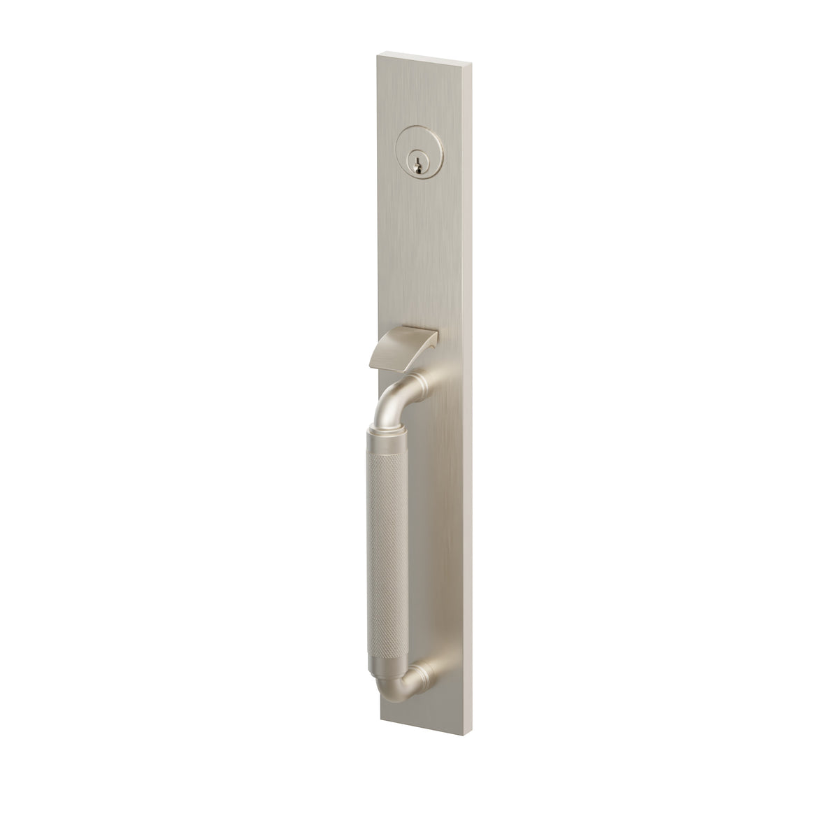 Emtek SELECT R-Bar Knurled Full Length Mortise Entrance Handleset – Satin Nickel