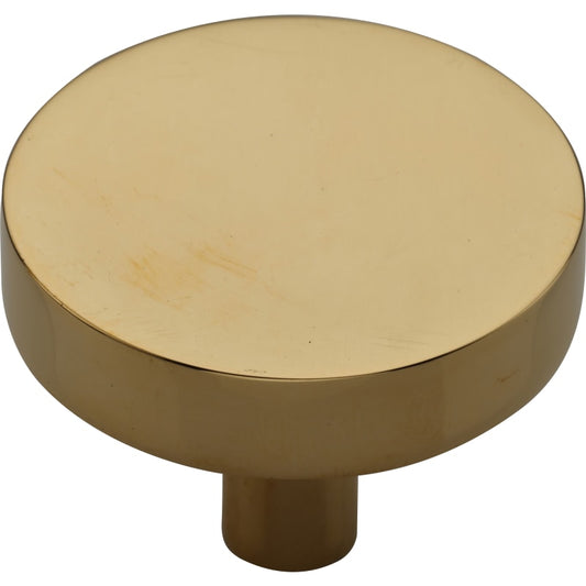Ashley Norton Modern Disc Cabinet Knob - 1 1/2" Dia. - Unlacquered Brass