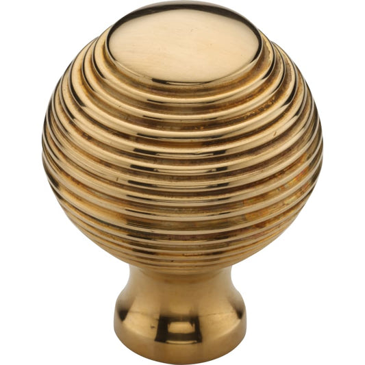 Ashley Norton Reeded Cabinet Knob - Unlacquered Brass