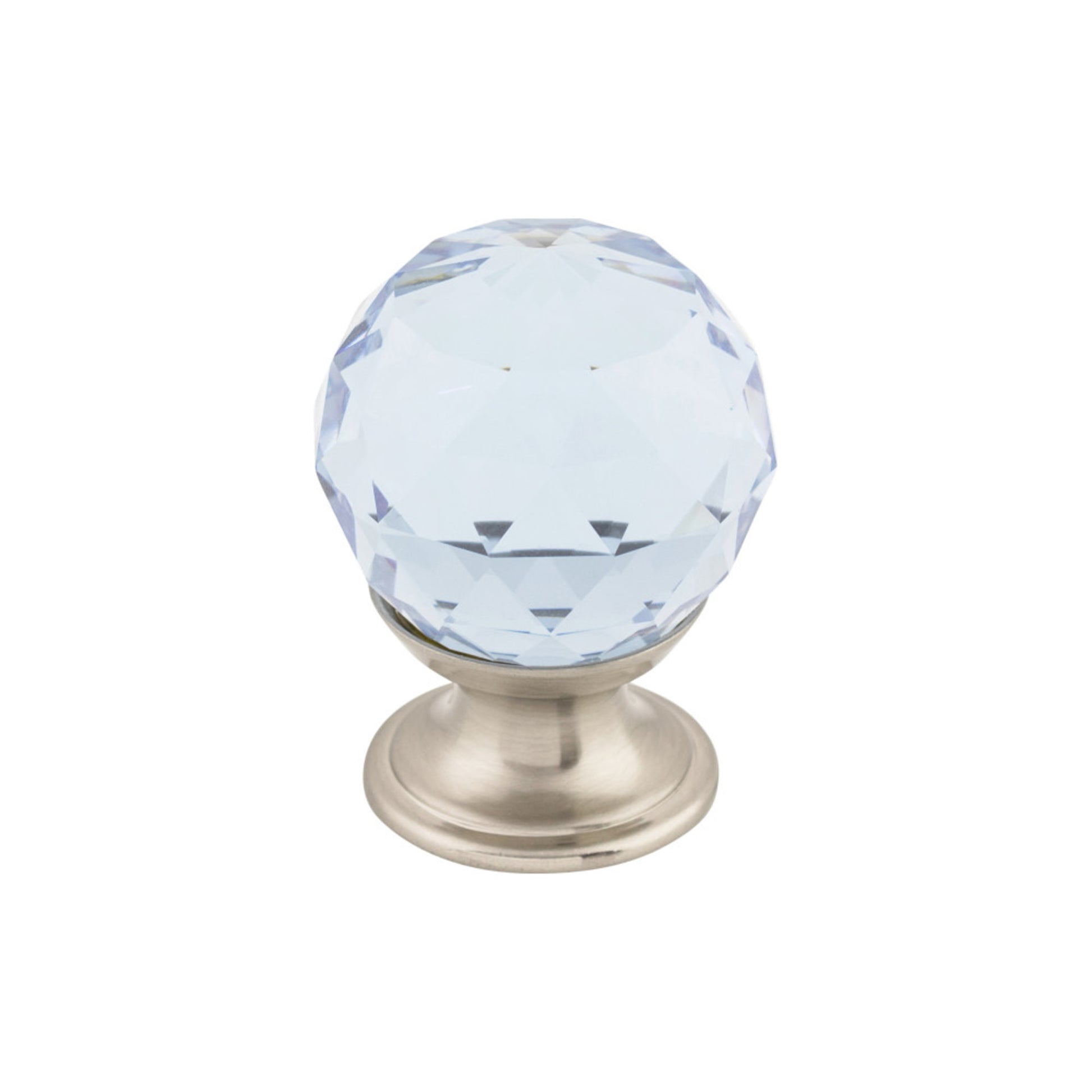 Top Knobs Light Blue Crystal Round Knob - 1 1/8" Dia. - Brushed Satin Nickel