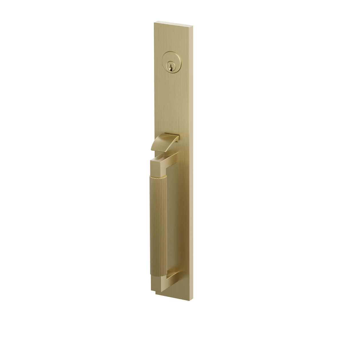 Emtek SELECT L-Square Straight Knurled Full Length Mortise Entrance Handleset – Satin Brass