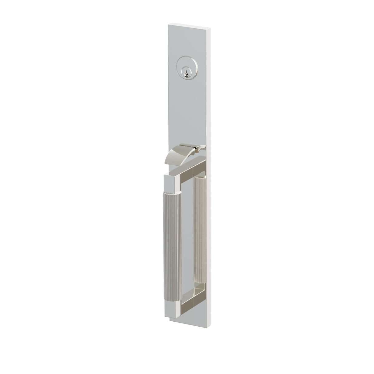 Emtek SELECT L-Square Straight Knurled Full Length Entrance Handleset – Polished Nickel