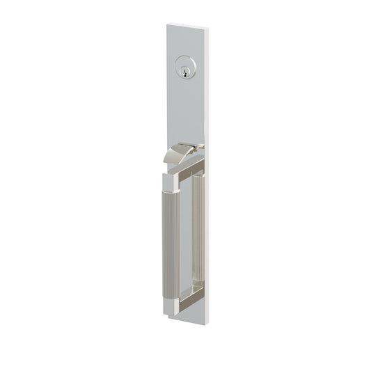 Emtek SELECT L-Square Straight Knurled Full Length Entrance Handleset – Polished Nickel