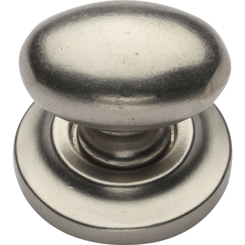 Ashley Norton Oval (Egg) Cabinet Knob on Rose - 1 1/2" Dia. - White Bronze