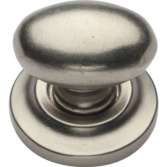 Ashley Norton Oval (Egg) Cabinet Knob on Rose - 1 1/2" Dia. - White Bronze