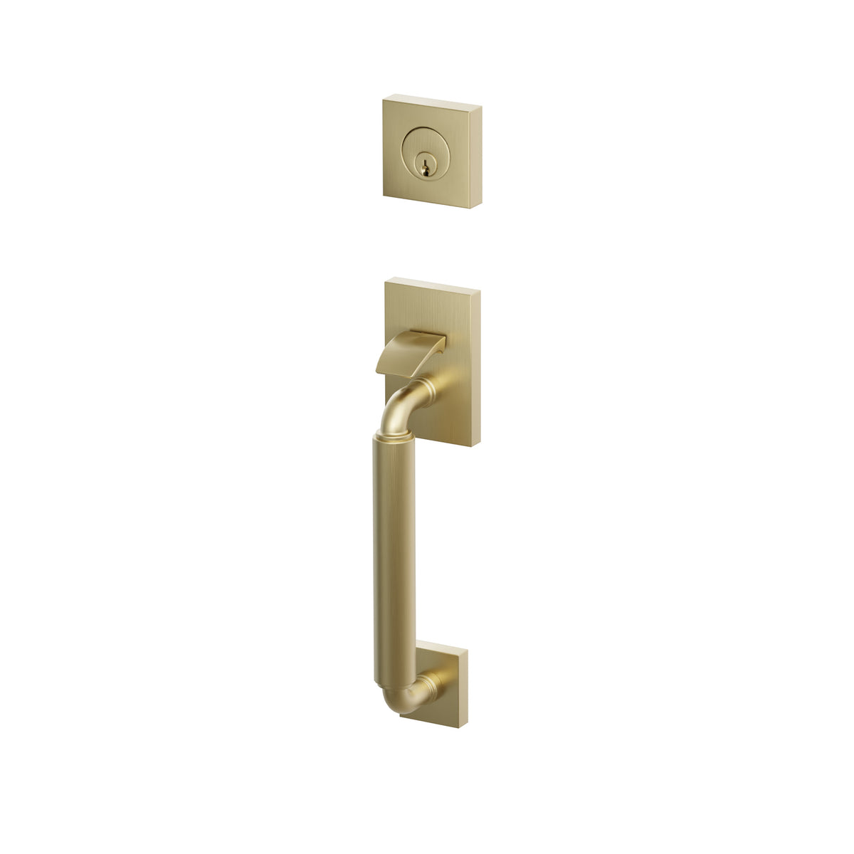Emtek SELECT R-Bar Smooth Sectional Entrance Handleset – Satin Brass