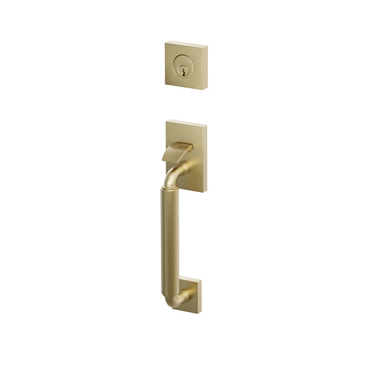Emtek SELECT R-Bar Smooth Sectional Entrance Handleset – Satin Brass