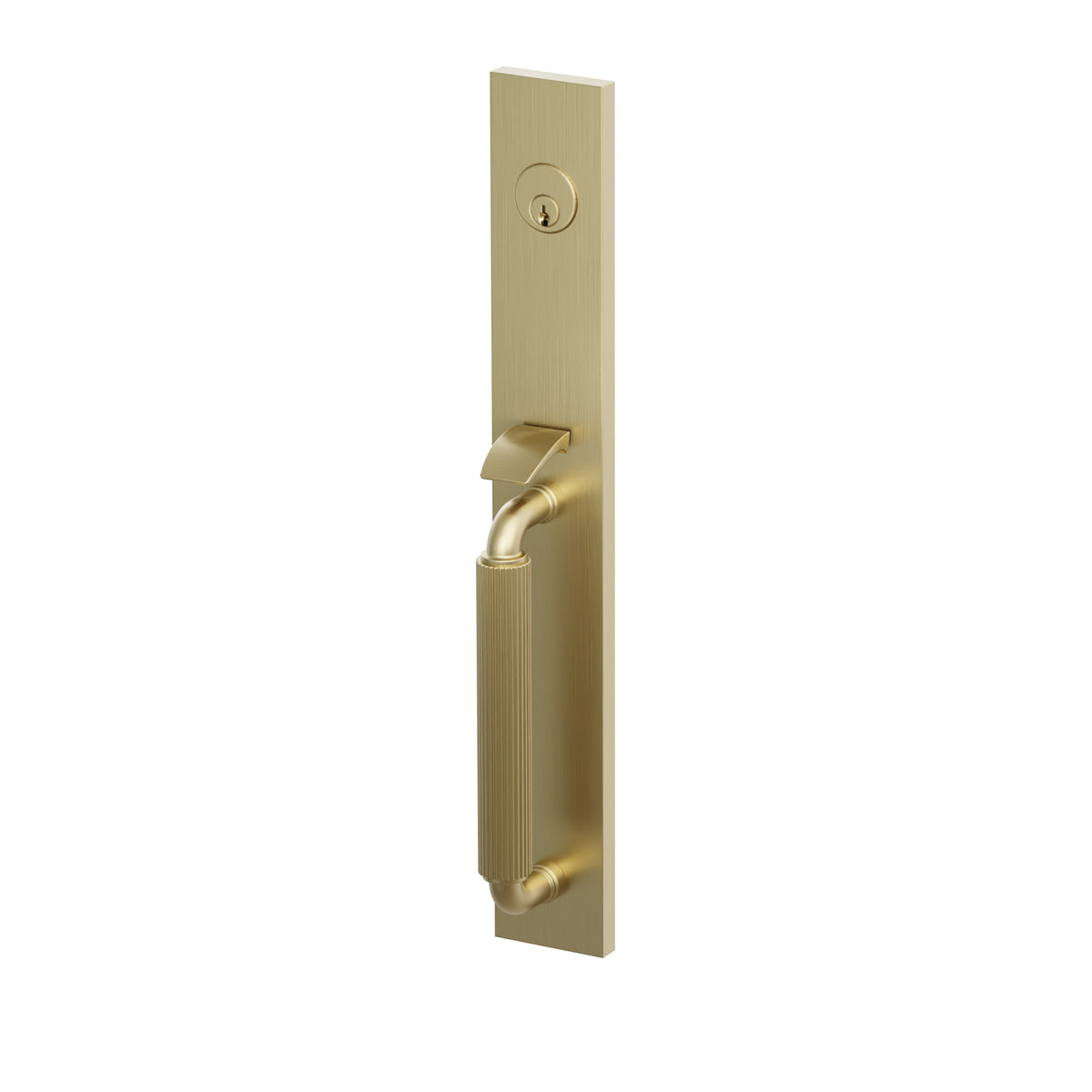 Emtek SELECT R-Bar Straight Knurled Full Length Entrance Handleset – Satin Brass