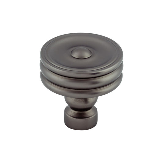 Top Knobs Brixton Ridged 1 1/4" Diameter Round Knob - Ash Gray