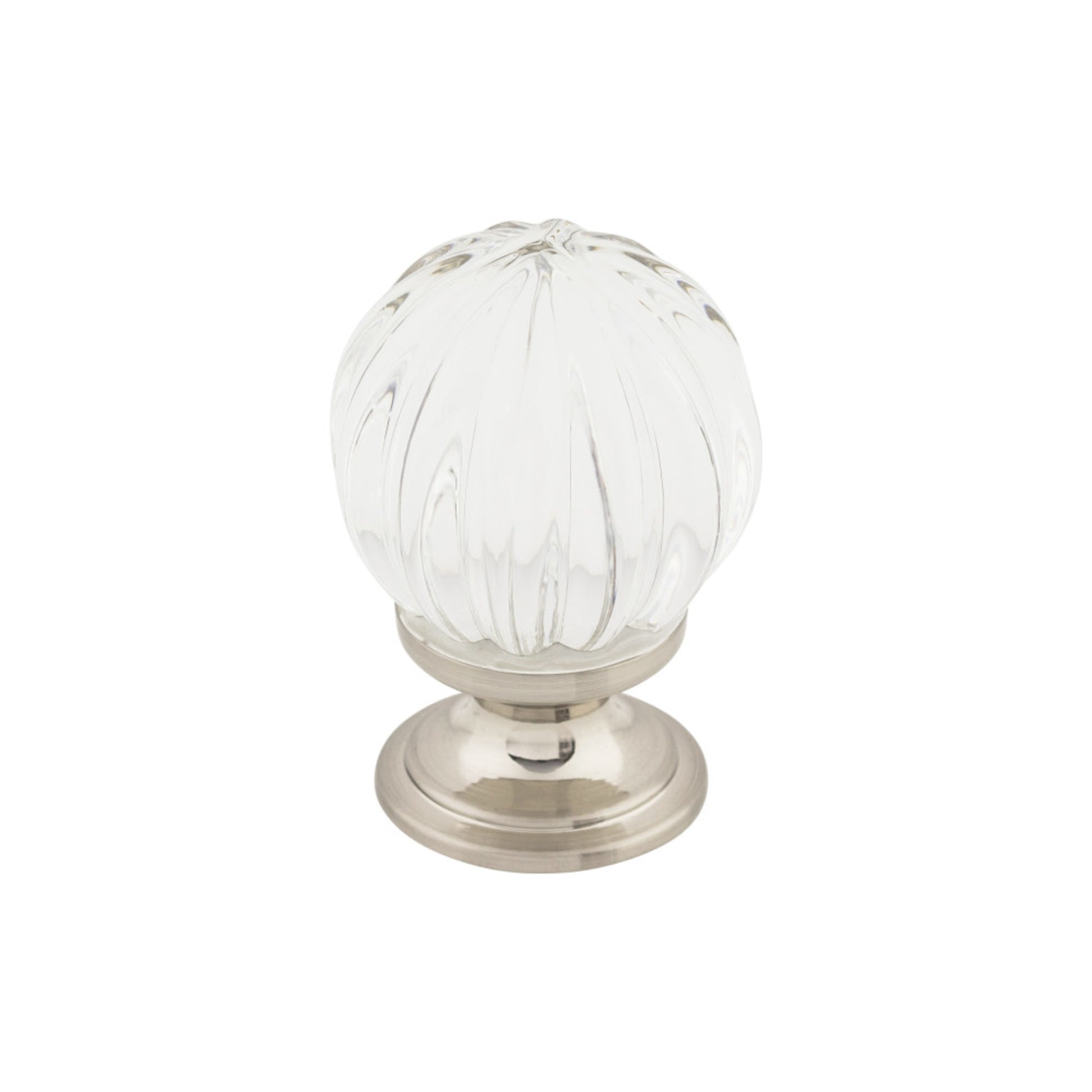 Top Knobs Clear Melon Crystal Round Knob - Brushed Satin Nickel