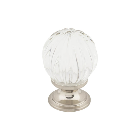 Top Knobs Clear Melon Crystal Round Knob - Brushed Satin Nickel