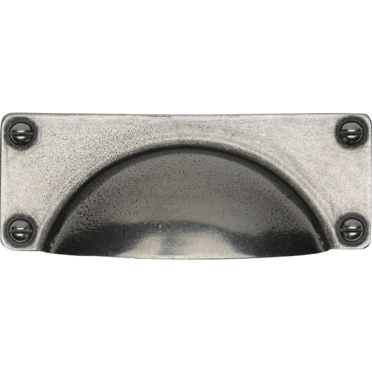 Ashley Norton Pewter Bin Pull with Integrated Backplate - Pewter
