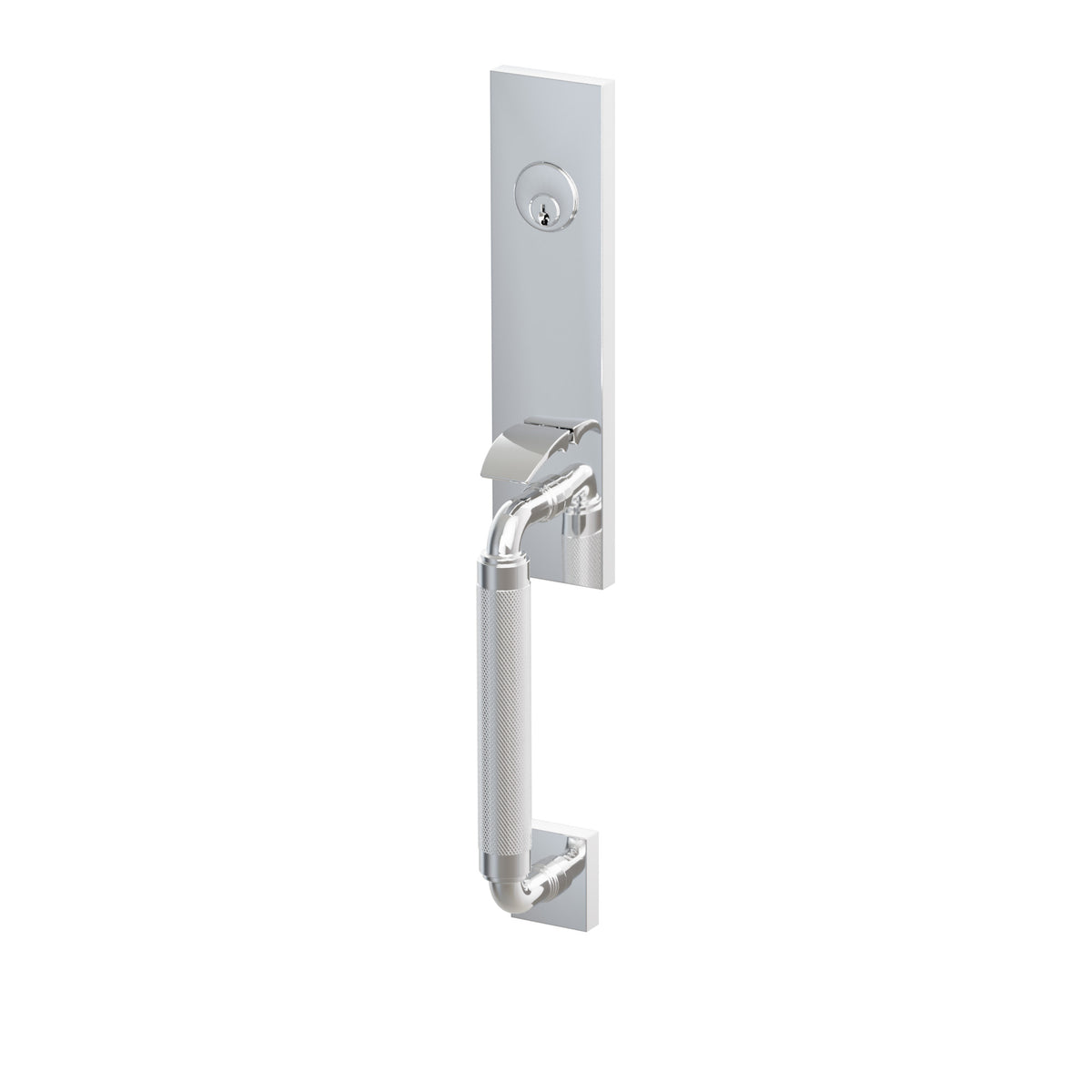 Emtek SELECT R-Bar Knurled Monolithic Mortise Entrance Handleset – Polished Chrome