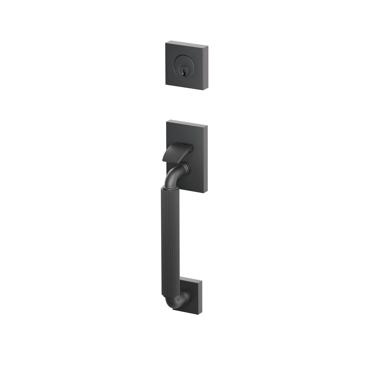 Emtek SELECT R-Bar Straight Knurled Sectional Entrance Handleset – Flat Black