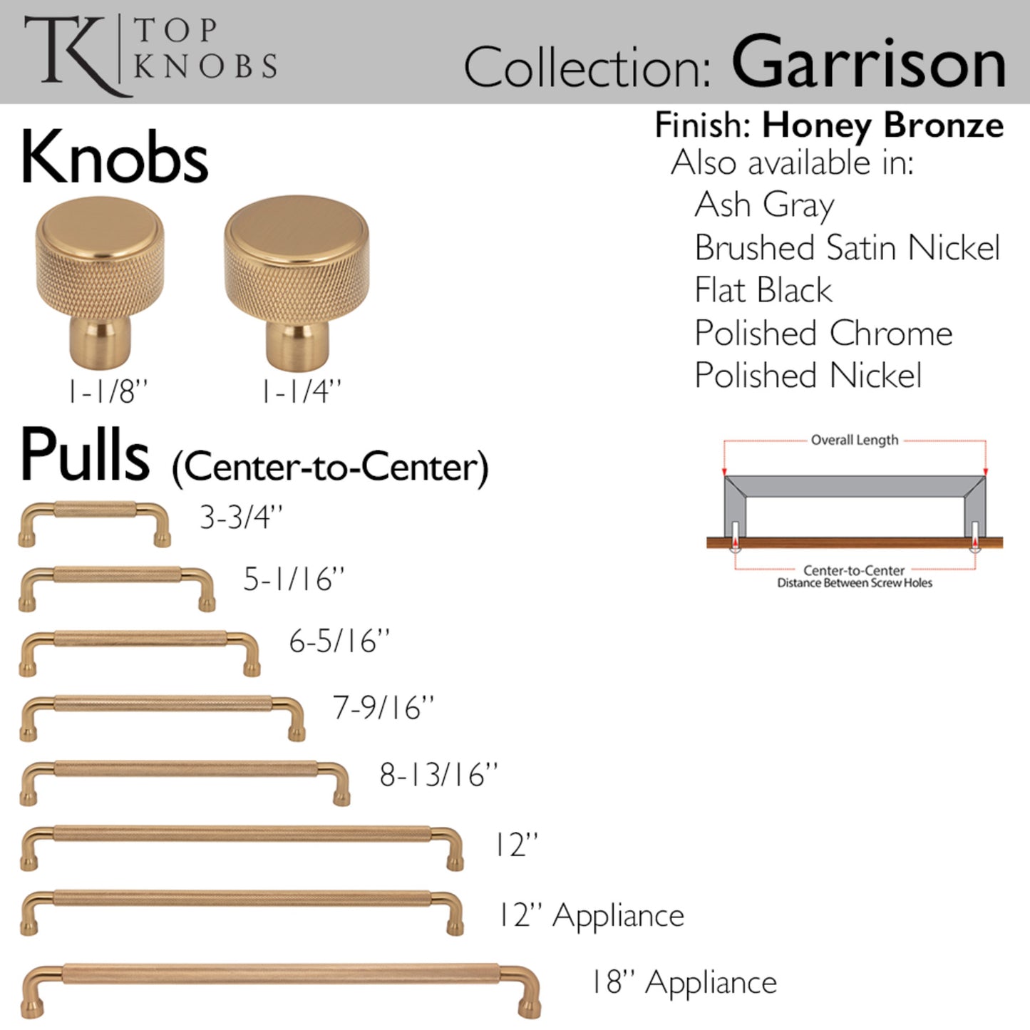 Top Knobs Garrison Length Round Knob