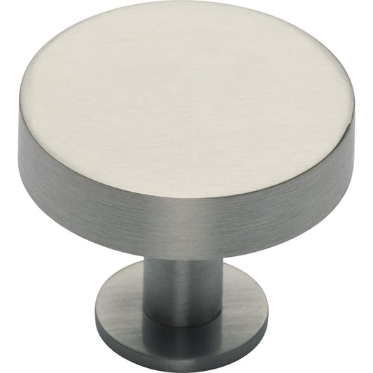 Ashley Norton Knurled Disc Cabinet Knob with Rosette - 1 1/2" Dia. - Satin Nickel