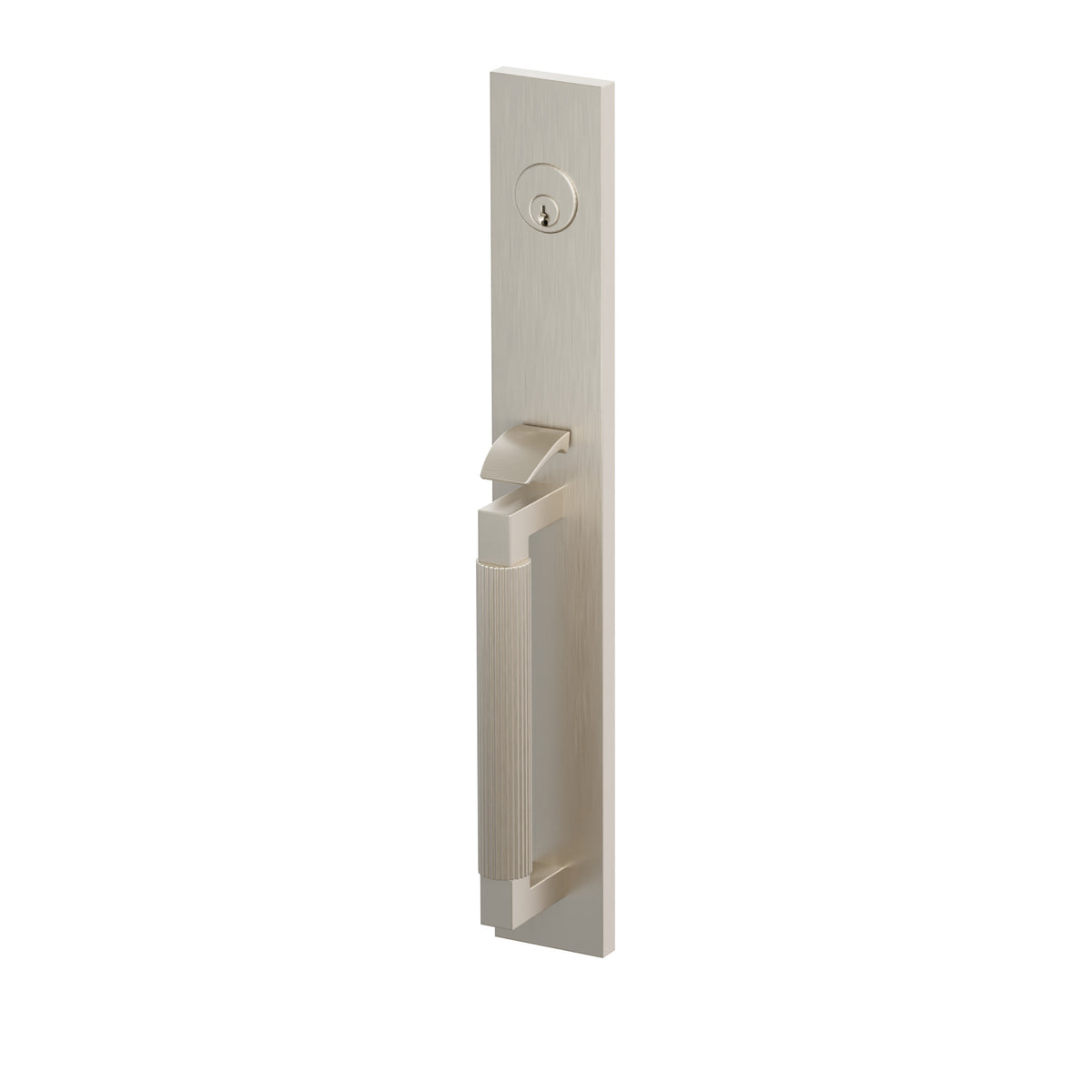 Emtek SELECT L-Square Straight Knurled Full Length Entrance Handleset – Satin Nickel