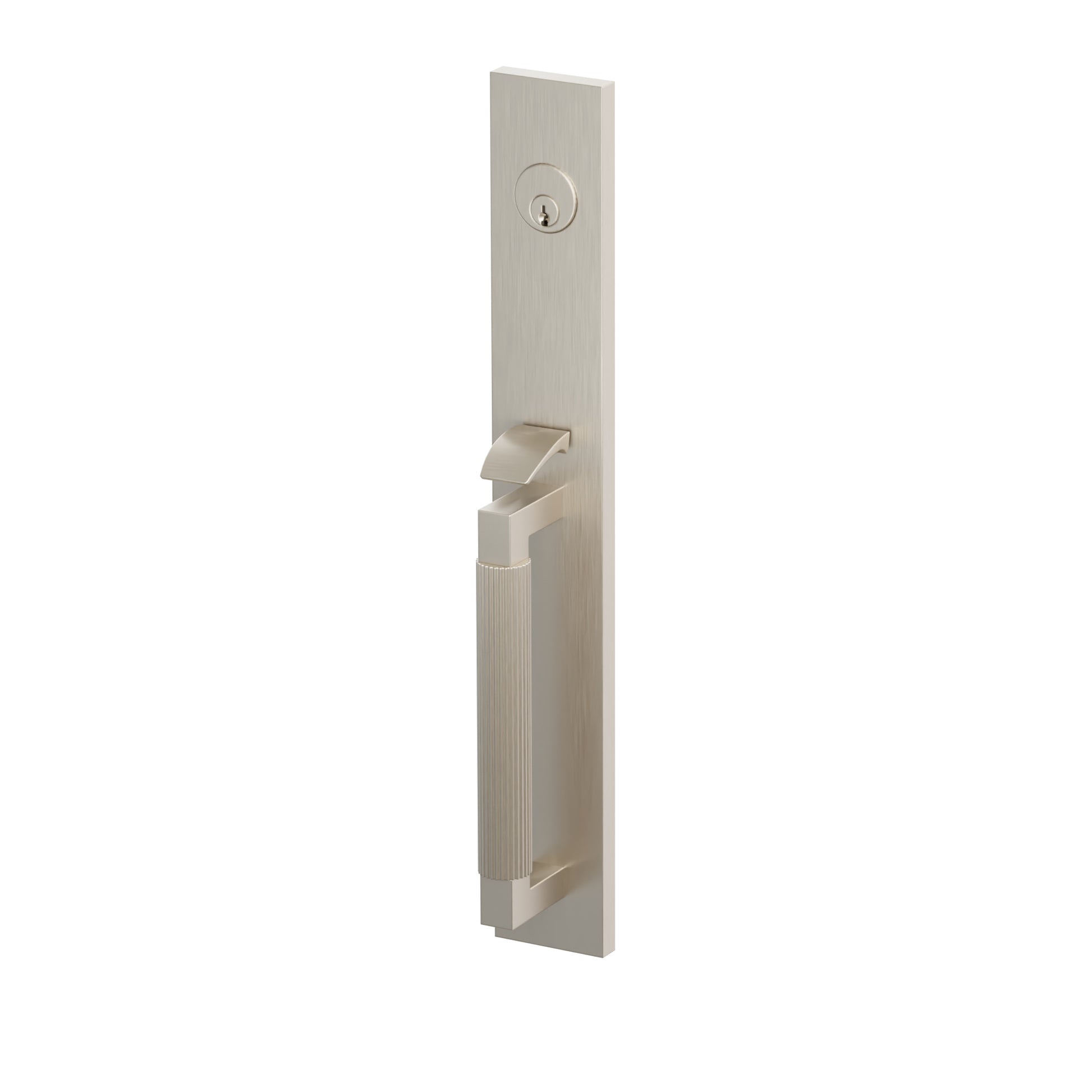 Emtek SELECT L-Square Straight Knurled Full Length Entrance Handleset – Satin Nickel