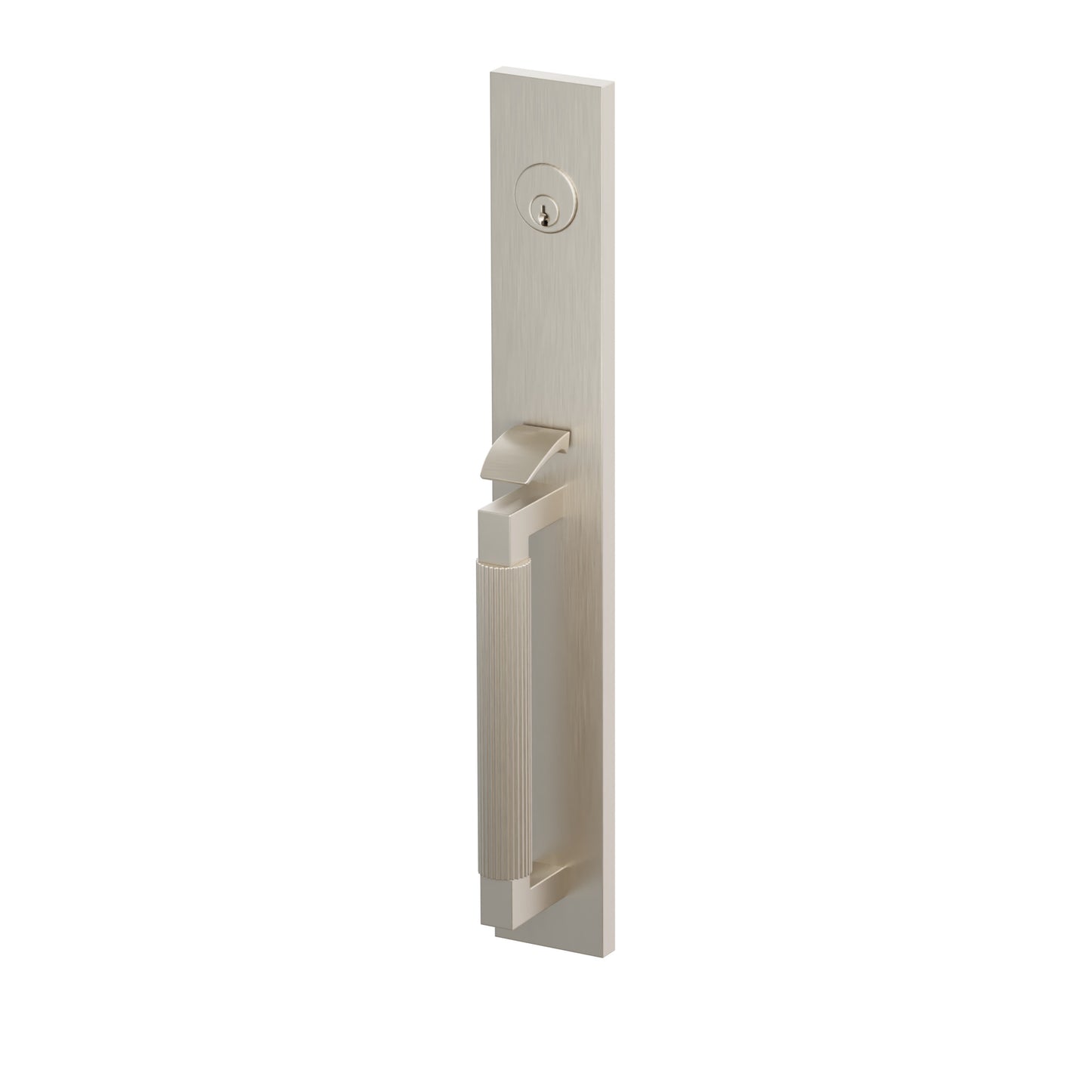 Emtek SELECT L-Square Straight Knurled Full Length Mortise Entrance Handleset – Satin Nickel