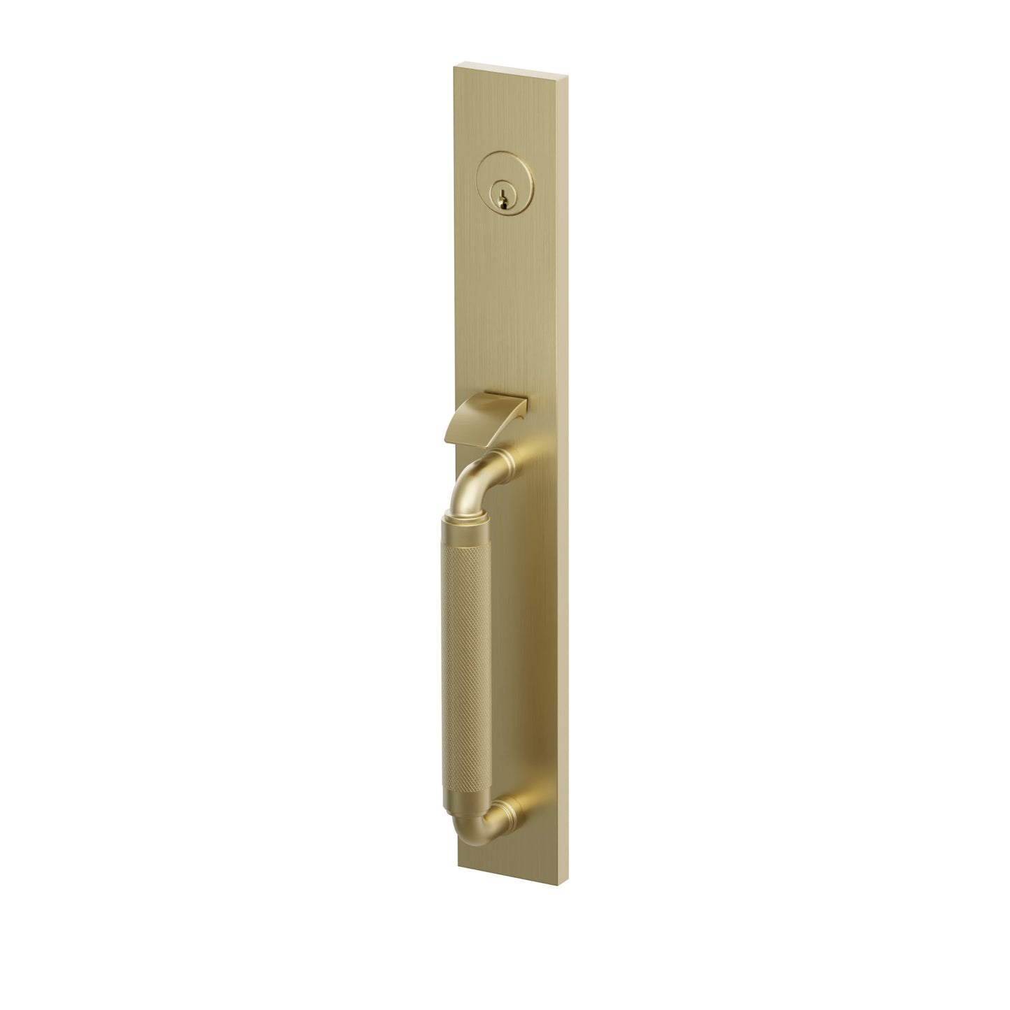 Emtek SELECT R-Bar Knurled Full Length Mortise Entrance Handleset – Satin Brass