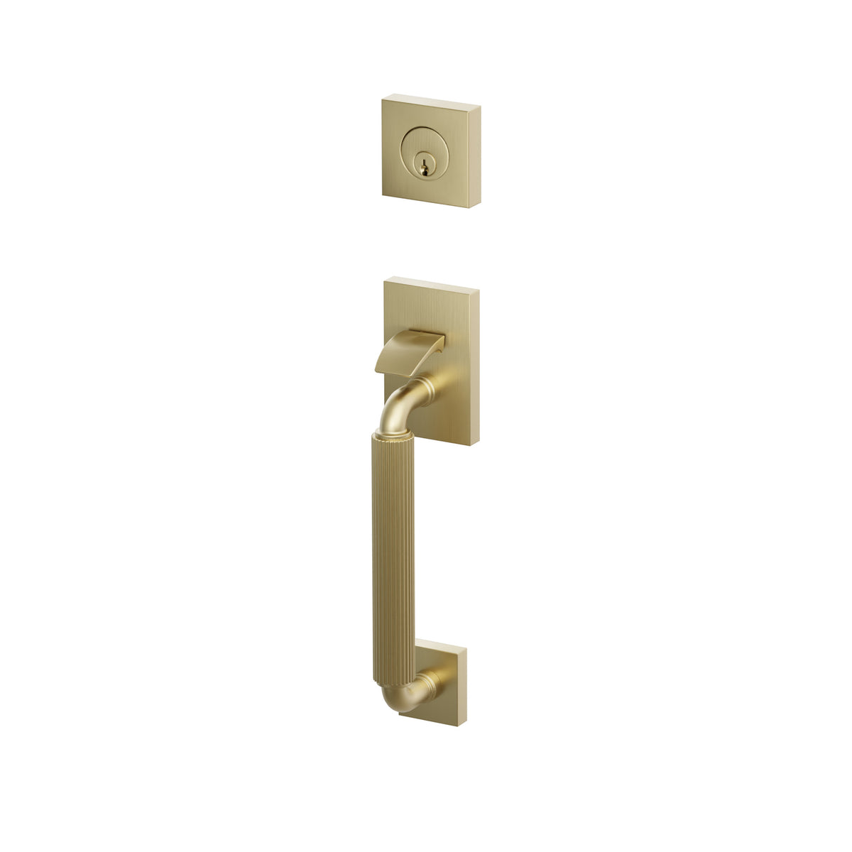 Emtek SELECT R-Bar Straight Knurled Sectional Entrance Handleset – Satin Brass