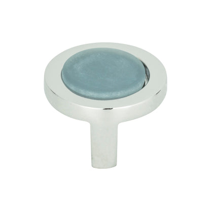 Atlas Spa -Round Knob - Blue - Brushed Nickel