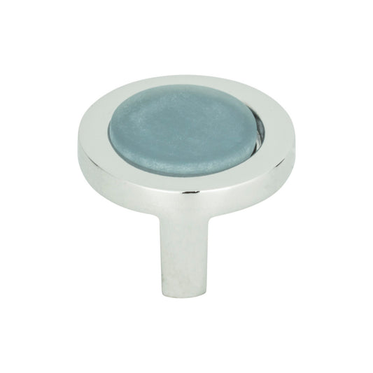 Atlas Spa -Round Knob - Blue - Brushed Nickel