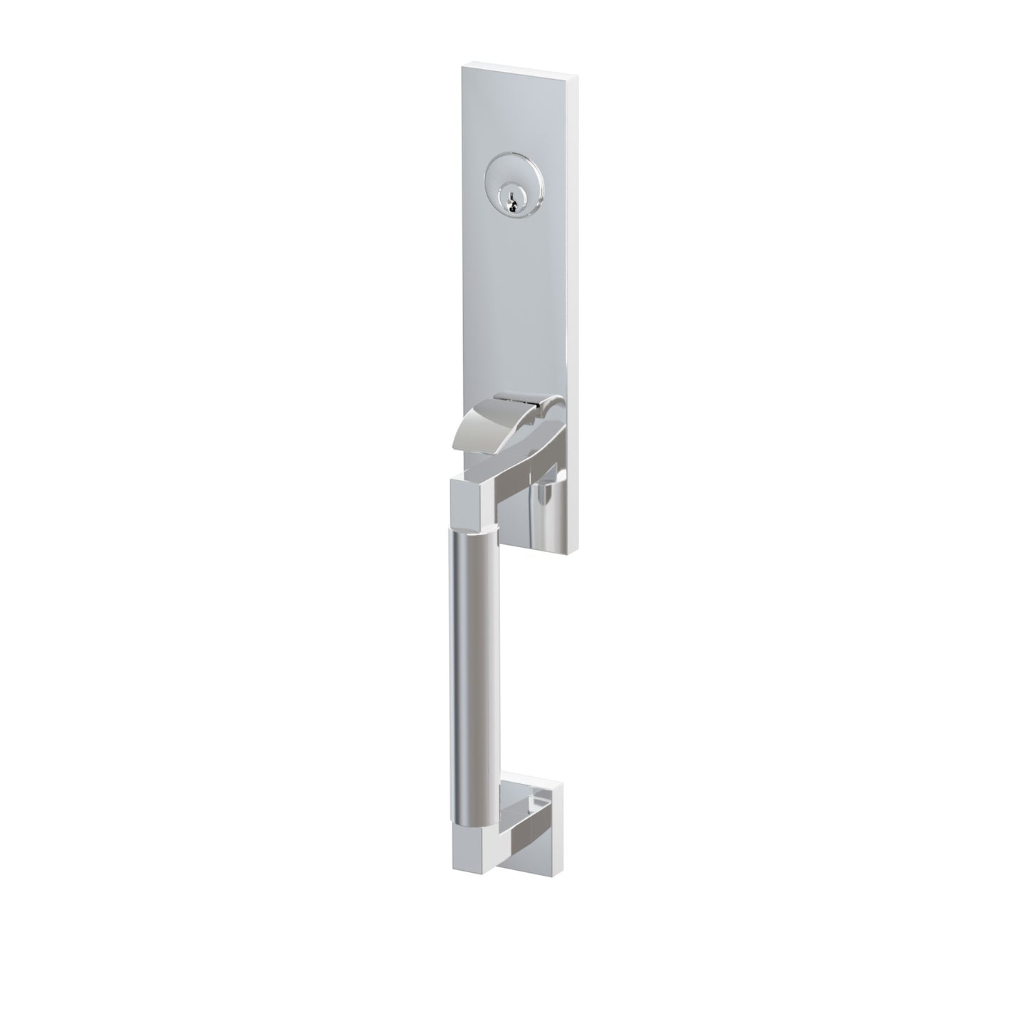 Emtek SELECT L-Square Smooth Monolithic Mortise Entrance Handleset – Polished Chrome