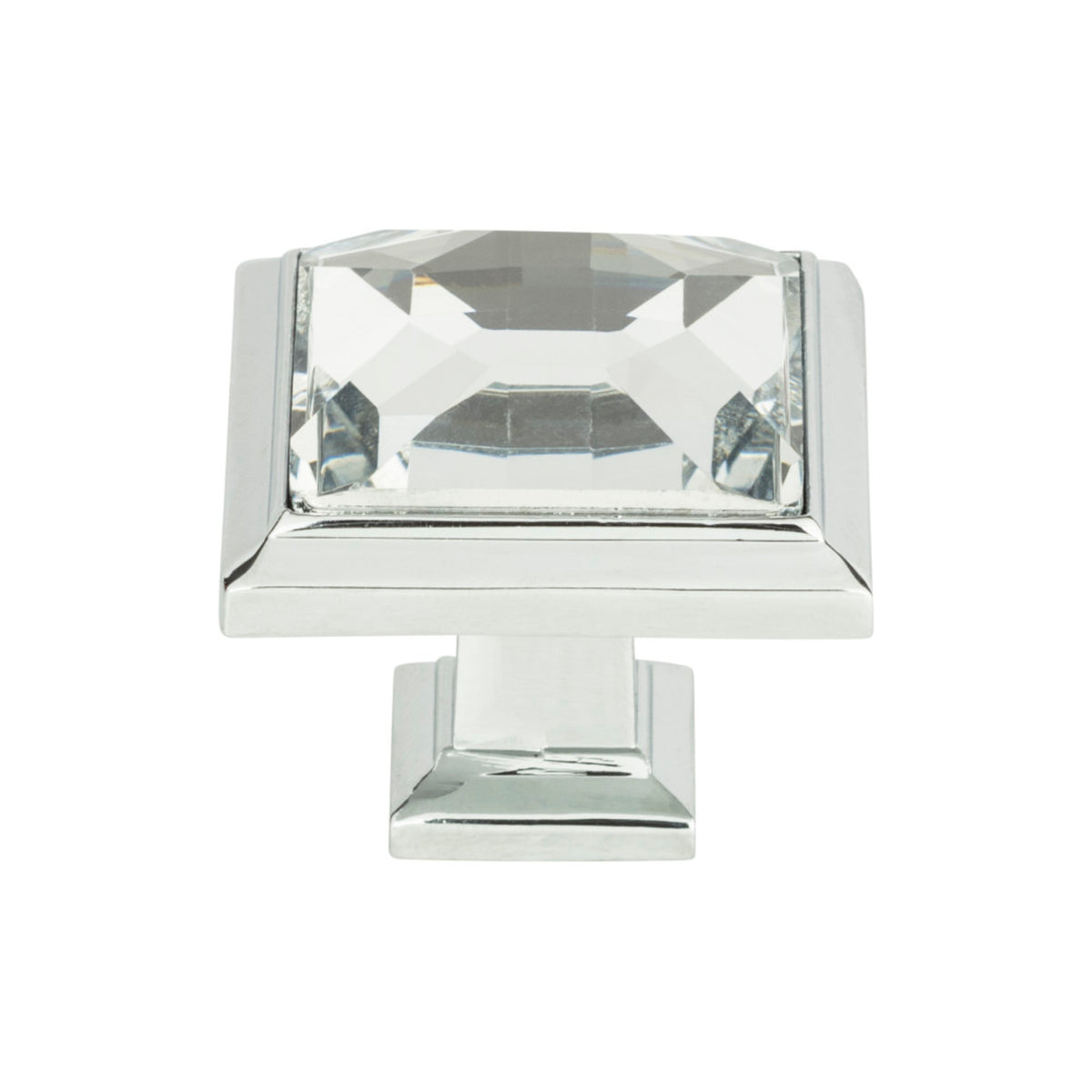 Atlas Legacy Crystal Square Knob - Brushed Nickel