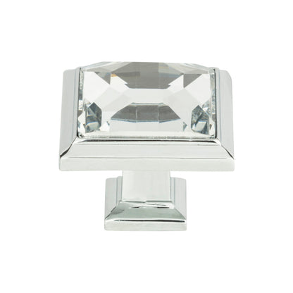 Atlas Legacy Crystal Square Knob - Brushed Nickel
