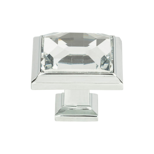 Atlas Legacy Crystal Square Knob - Brushed Nickel