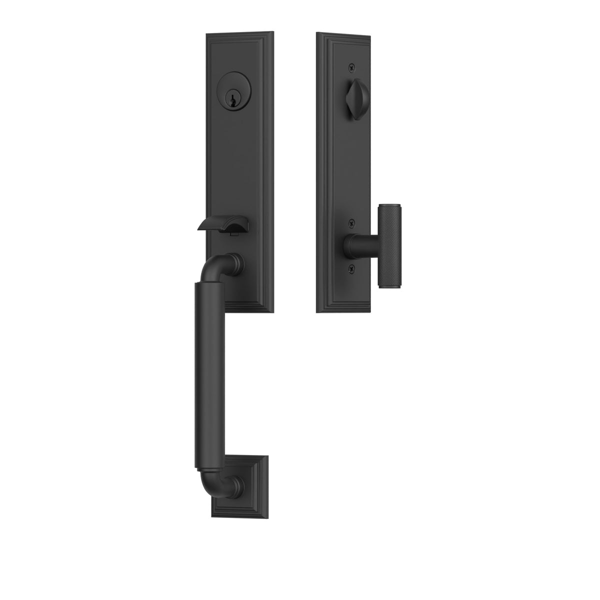 Emtek Manning Monolithic Mortise Entrance Handleset – Flat Black