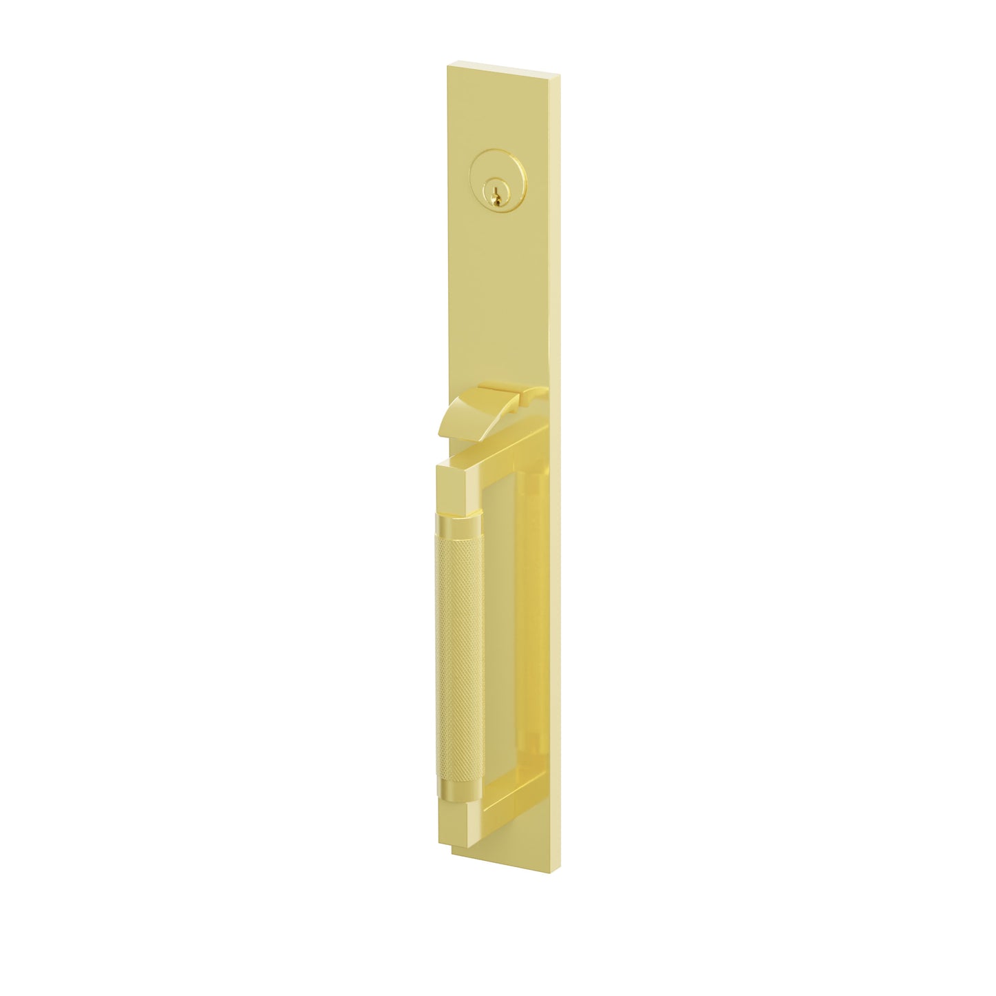 Emtek SELECT L-Square Knurled Full Length Mortise Entrance Handleset – Unlacquered Brass