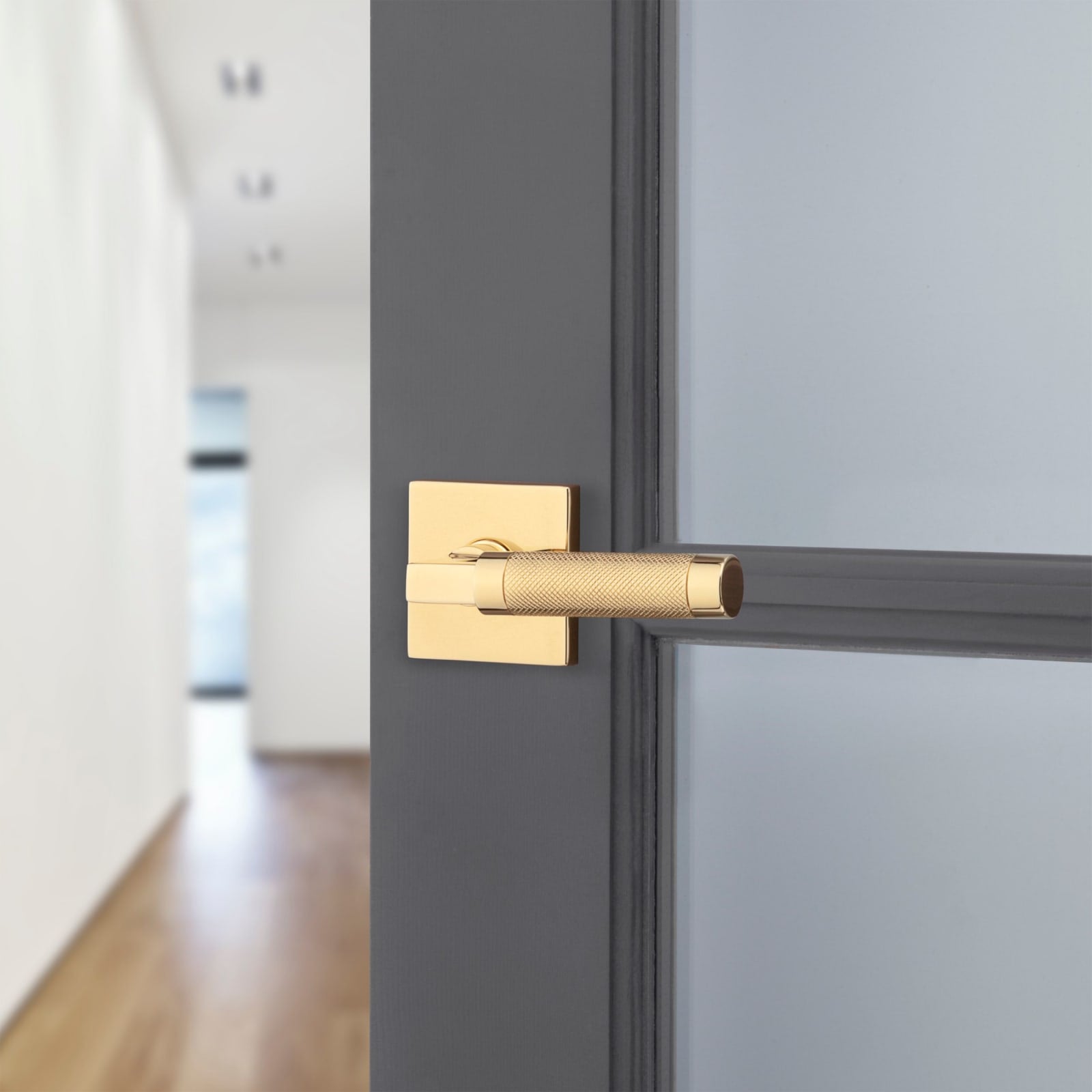 Baldwin Estate L030 Knurled Gramercy Lever Set in Lifetime (PVD) Polished Brass