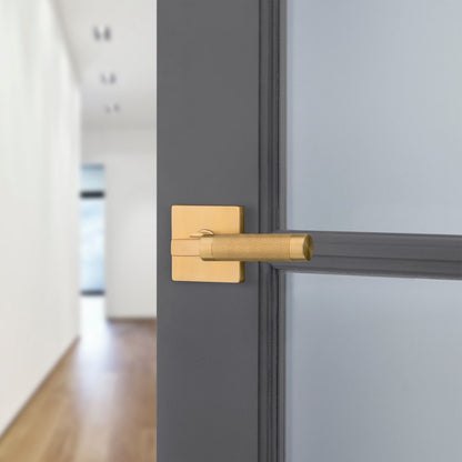 Baldwin Estate L030 Knurled Gramercy Lever Set in Vintage Brass