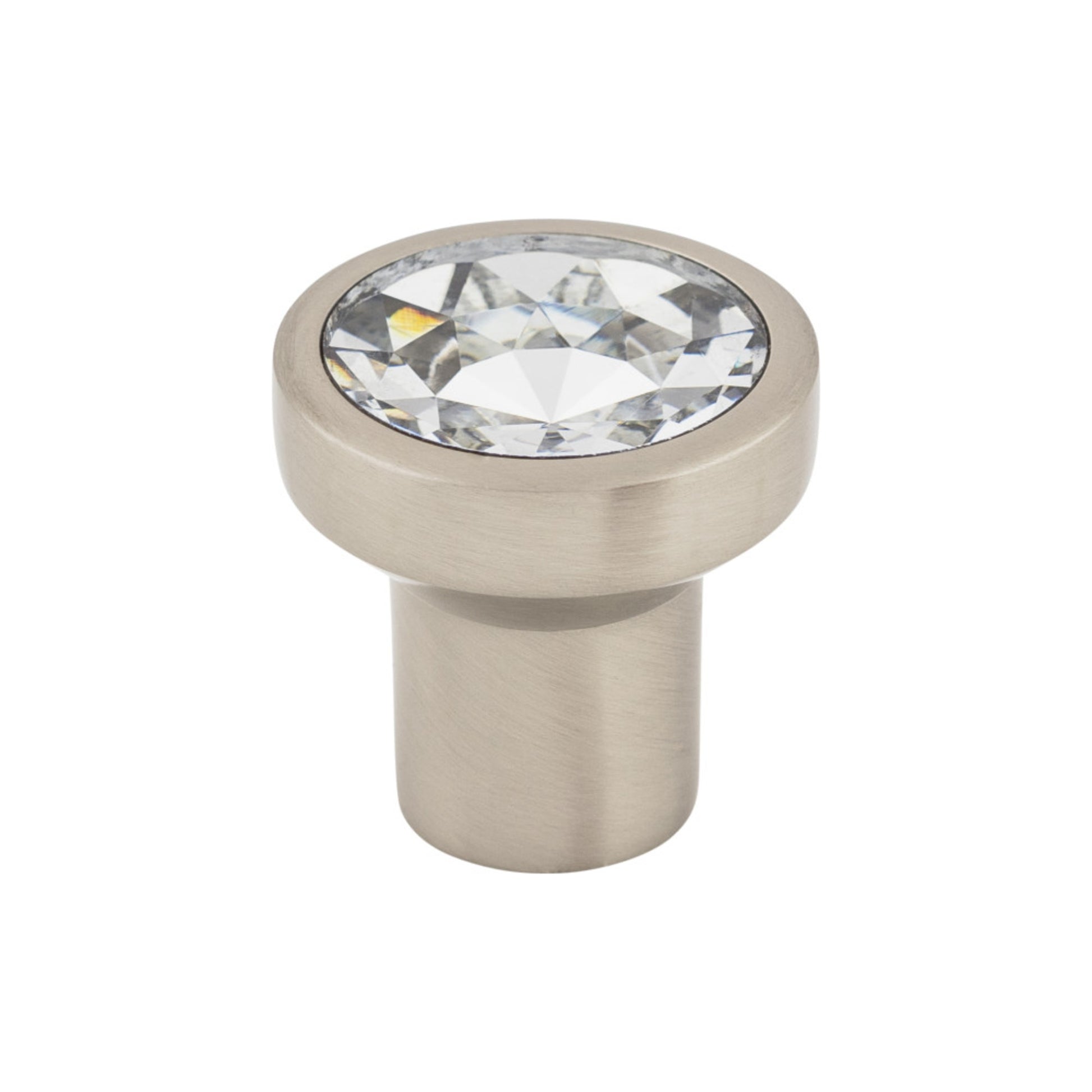 Top Knobs Wentworth Crystal Round Knob - 1 1/8" Dia. - Brushed Satin Nickel