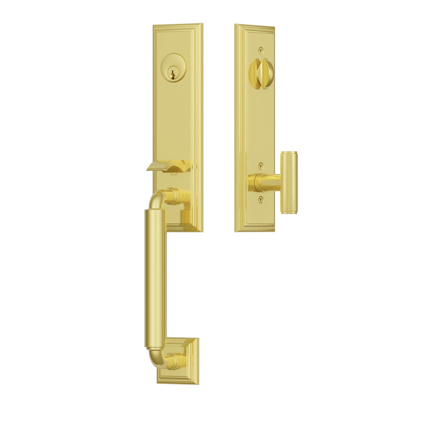 Emtek Manning Monolithic Entrance Handleset – Polished Brass
